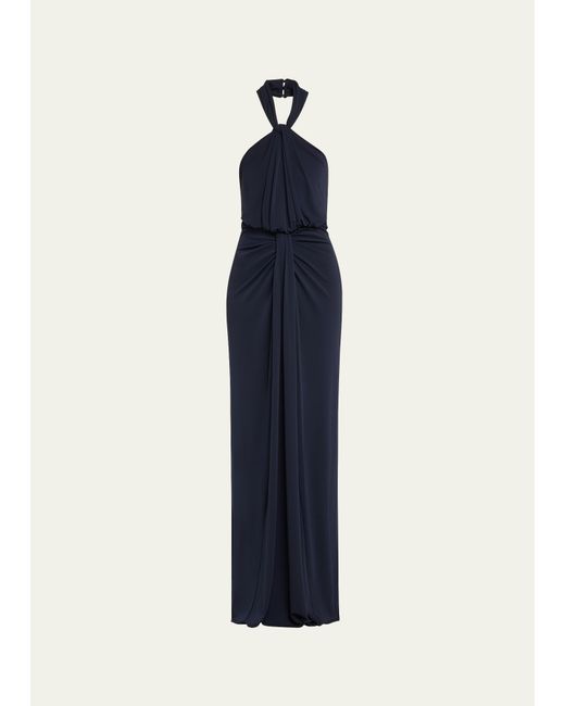 Cinq a Sept Kaily Backless Draped Halter Gown