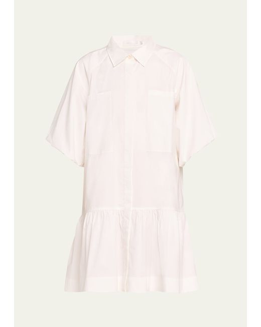 Simkhai Crissy Puff-Sleeve Cotton Poplin Mini Shirtdress