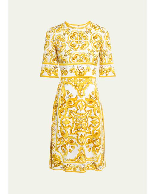 Dolce & Gabbana Printed Charmeuse A-line Dress