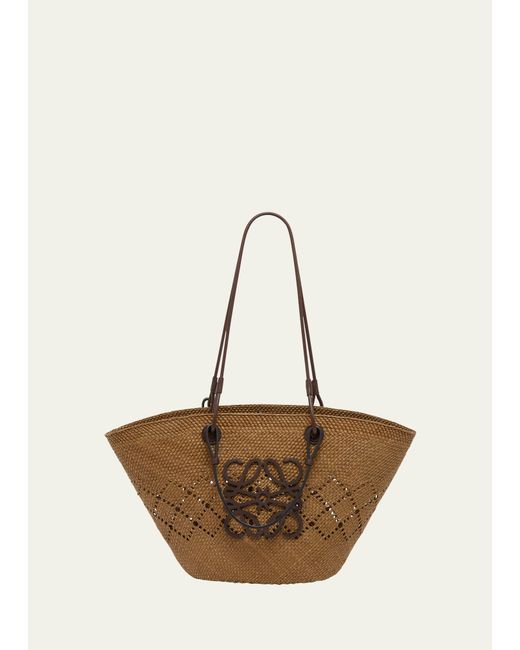 Loewe x Paulas Ibiza Medium Anagram Basket Tote Bag Iraca Palm with Leather Handles