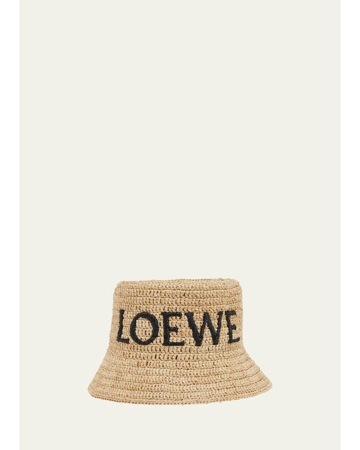 Loewe Logo Woven Raffia Bucket Hat
