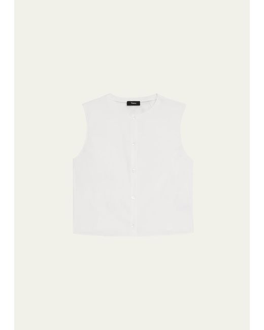 Theory Cropped Button-Front Shell Top
