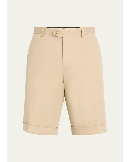 Brioni Cotton Gabardine Flat-Front Shorts