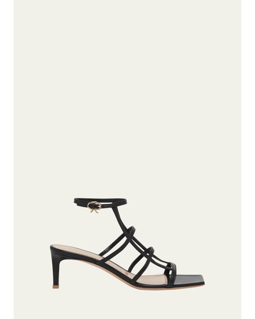 Gianvito Rossi Leather Caged Ankle-Strap Sandals