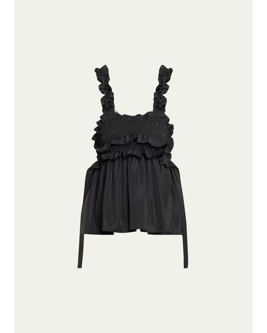 Cecilie Bahnsen Gia Smocked Ruffle Strap Top