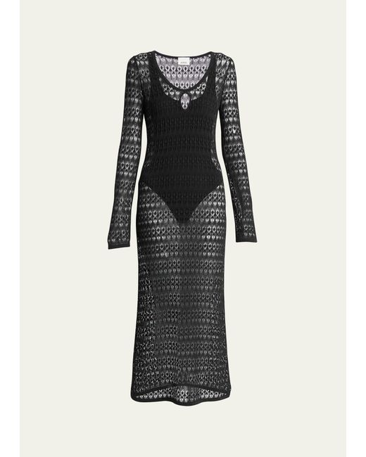 Isabel Marant Poros Scoop-Neck Long-Sleeve Crochet Knit Maxi Dress