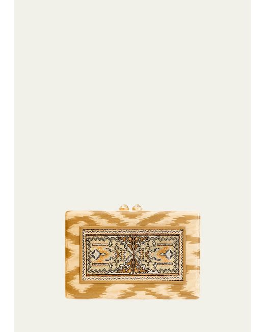 Silvia Furmanovich 18K Gold Marquetry Silk Carpet Clutch with Prasiolite