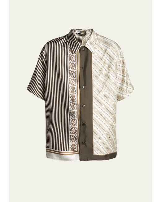 Loewe Silk Mixed Scarf Printed Short-Sleeve Shirt