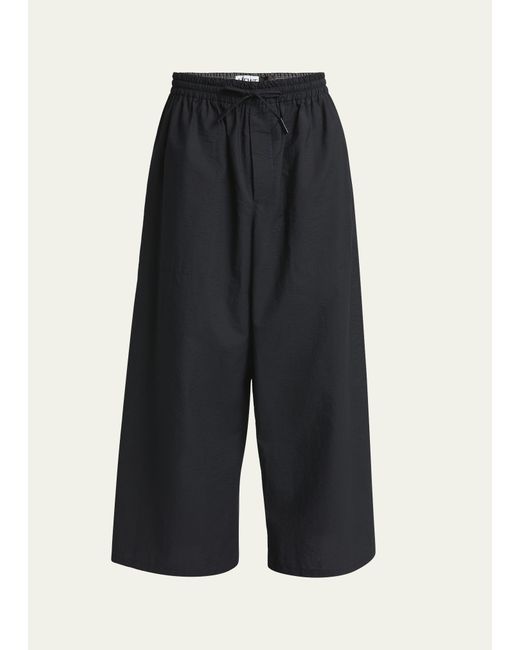 Loewe Cotton-Blend Anagram Embroidered Cropped Trousers