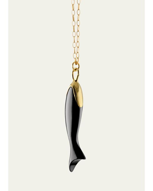 Monica Rich Kosann Perseverance Ceramic and 18K Gold Fish Necklace