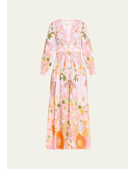 Camilla Button-Front Linen Maxi Dress with Shaped Waistband
