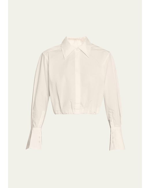 Simkhai Blythe Cotton Poplin Button-Front Crop Shirt