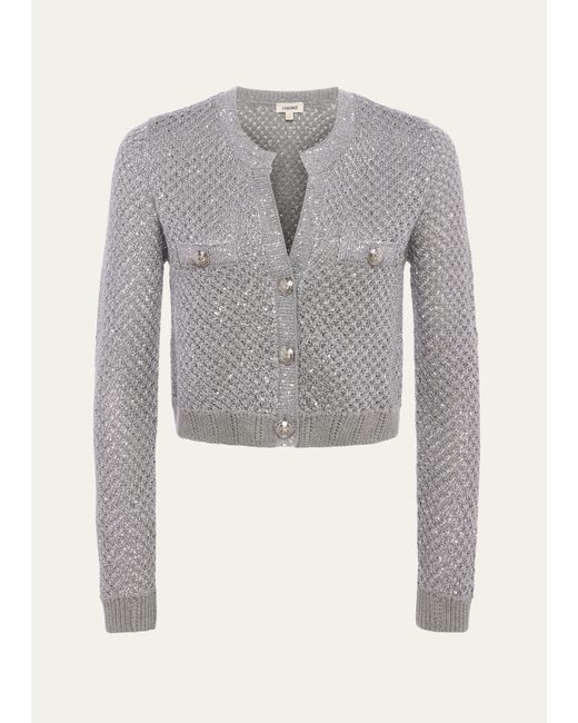 L'agence Blanca Sequined Cropped Cardigan