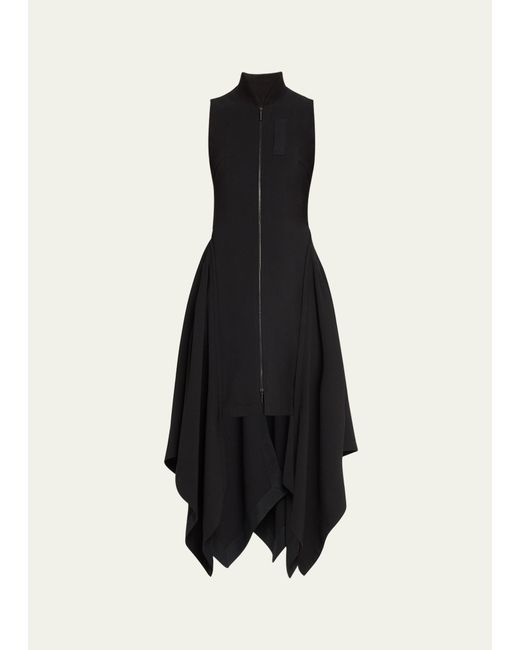 Jason Wu Collection Fluid Crepe Bomber Fit-Flare Handkerchief Midi Dress