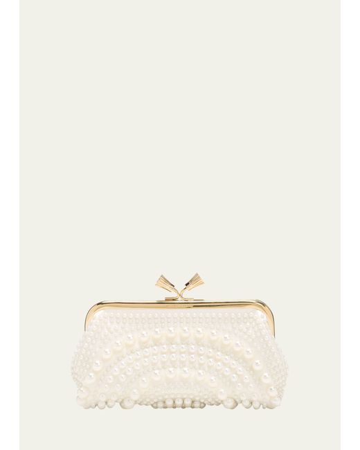Anya Hindmarch Maud Pearly Embellished Satin Clutch Bag