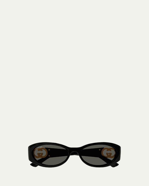 Gucci GG Logo Plastic Oval Sunglasses