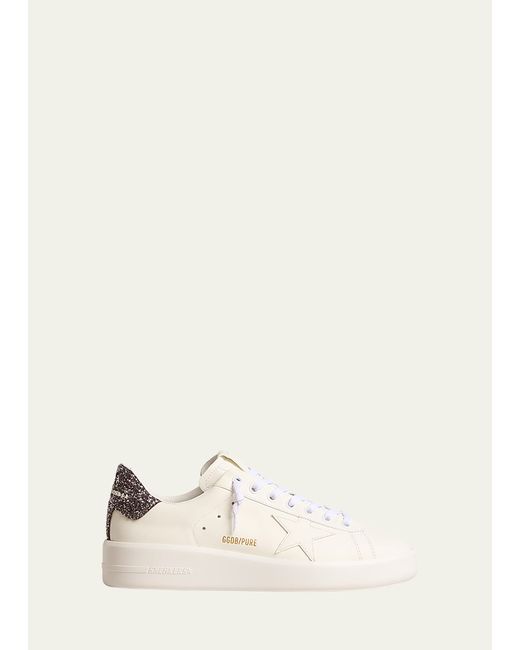 Golden Goose Pure Star Leather Glitter Low-Top Sneakers