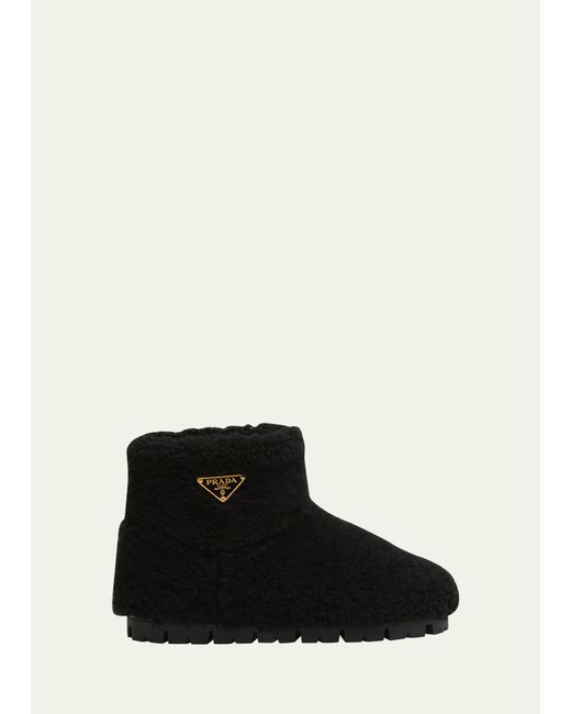 Prada Shearling Cozy Ankle Boots