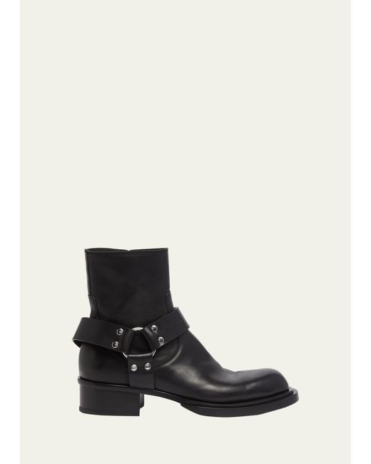 Alexander McQueen Cuban Stack Leather Ankle Boots