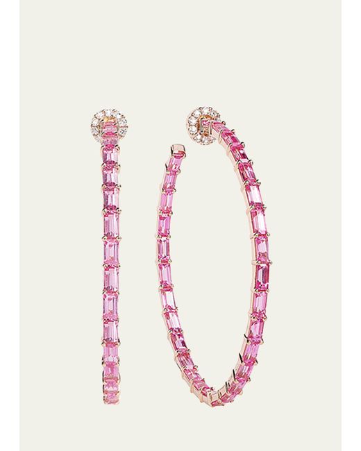 Nam Cho 18K Rose Gold Hoop Earrings with Sapphires and Diamonds