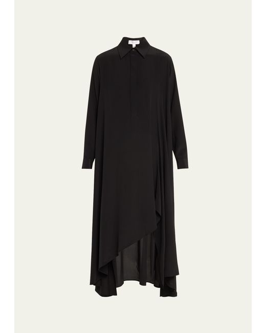 Michael Kors Collection Long-Sleeve High-Low Silk Caftan Shirtdress