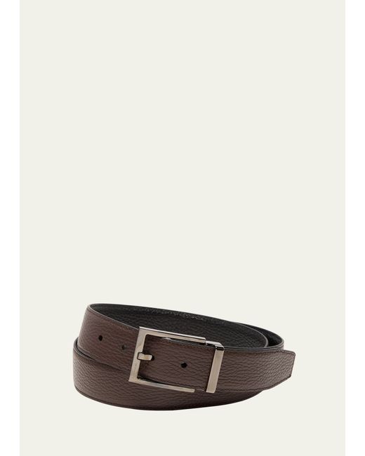 Ferragamo Double Adjustable Square-Buckle Leather Belt