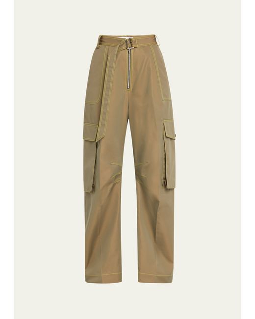 Christopher John Rogers Belted Cargo Pants with Contrast Stitching