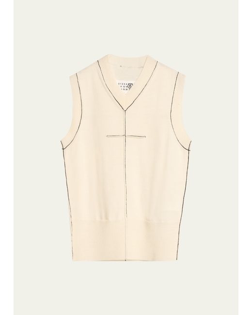 Mm6 Maison Margiela Fitted Contrast-Stitch Top