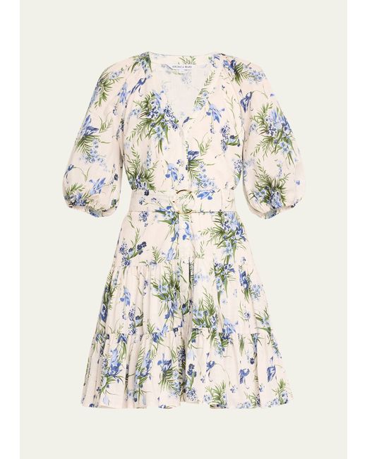 Veronica Beard Dewey Floral Button-Front Mini Dress