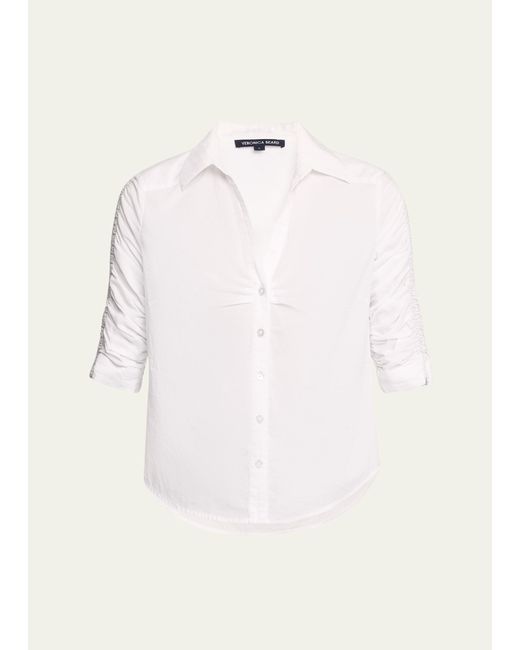 Veronica Beard Porta Ruched Button-Front Shirt