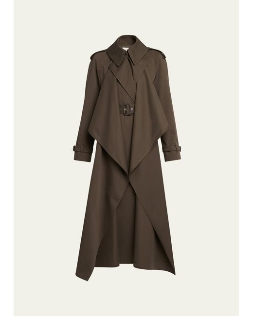 Alexander McQueen Draped Trench Coat with Belted Waist