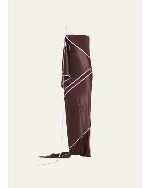 Christopher John Rogers One-Shoulder Silk Napkin Gown