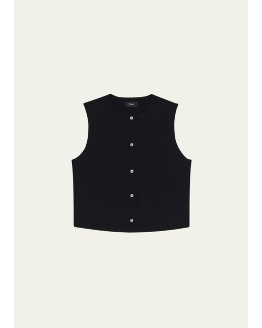Theory Cropped Button-Front Shell Top