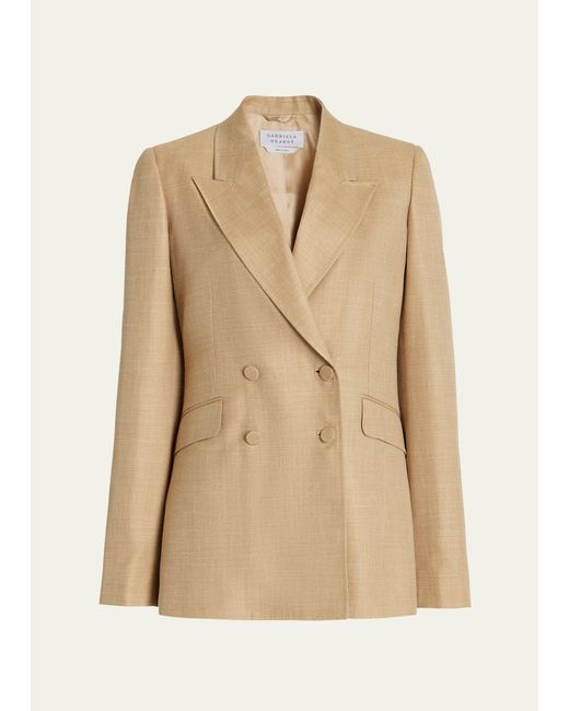 Gabriela Hearst Stephanie Wool-Silk-Linen Double-Breasted Blazer Jacket