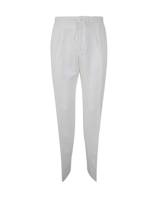 Incotex Slim Fit Linen Trousers W Drawstring Pences