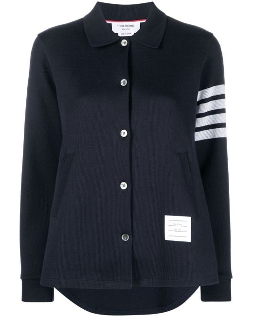 Thom Browne Long Sleeve Button Down A-line Shirt Double Face Knit With Eng 4bar