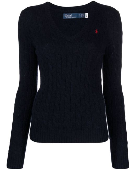 Polo Ralph Lauren V Neck Sweater With Braids