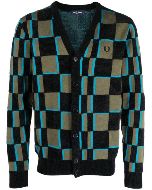Fred Perry Fp Glitch Chequerboard Cardigan