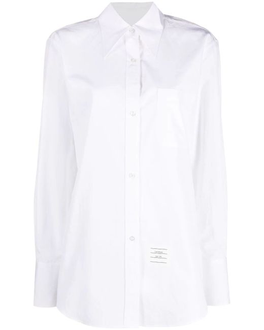 Thom Browne Exaggerated Easy Fit Point Collar Shirt Poplin