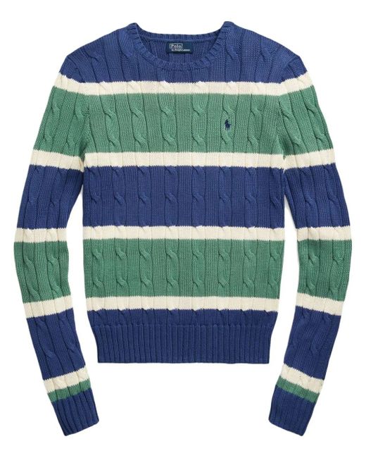 Polo Ralph Lauren Crew Neck Braided Striped Sweater