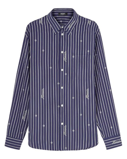 Versace Informal Shirt Striped Poplin Fabric Nautical Stripe Customization