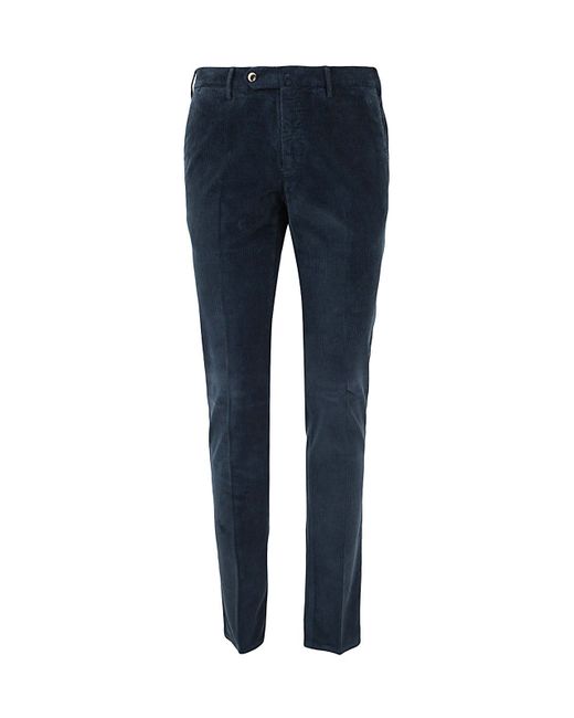 Pt01 Flat Front Trousers With Diagonal Pockets