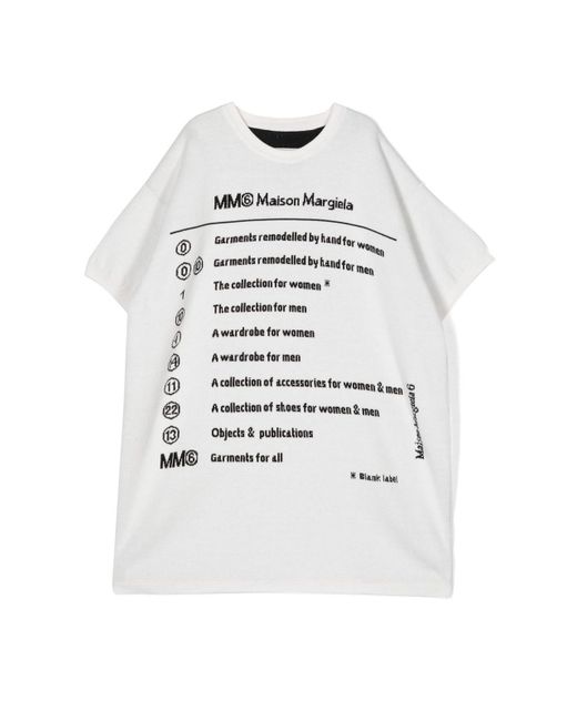 Mm6 Kids Short Sleeve Midi Dress Oversize With Written Print