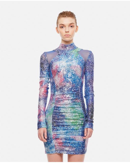 Versace Jeans Couture Space Printed Sequins Mini Dress 40