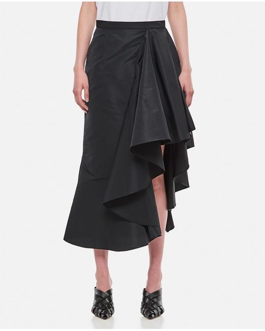 Alexander McQueen Polyfaille Rouched Midi Skirt 42