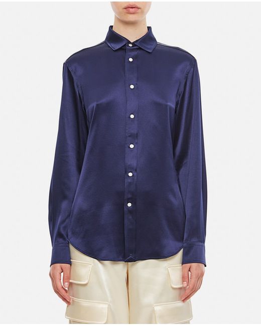 Polo Ralph Lauren Long Sleeve Button Front Silk Shirt 8