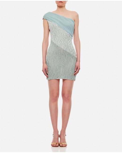 Vitelli Viscose Cotton Jacquard Asymmetric Mini Dress 2