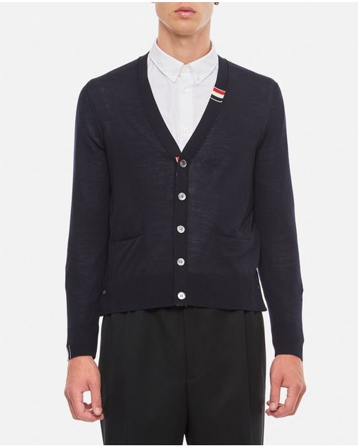 Thom Browne Jersey Stitch Relaxed Fit V Neck Cardigan 2