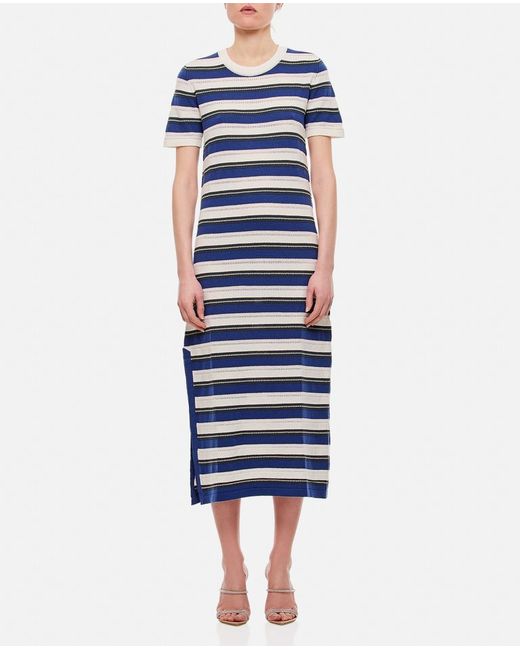 Barrie Cashmere Blend Striped Midi Dress L