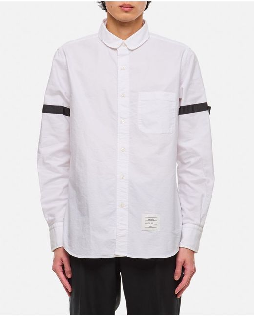 Thom Browne Straight Fit Mini Round Collar Cotton Shirt 1